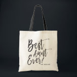 Tote Bag Best Aunt Ever | Script Style Custom Wedding<br><div class="desc">Make the aunt of the bride feel extra appreciated with this special custom name canvas style tote bag.

It features the words "Best Aunt Ever" in an elegant script style text. Underneath this is a spot for her name or initials.</div>