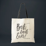 Tote Bag Best Aunt Ever | Script Style Custom Wedding<br><div class="desc">Make the aunt of the bride feel extra appreciated with this special custom name canvas style tote bag.

It features the words "Best Aunt Ever" in an elegant script style text. Underneath this is a spot for her name or initials.</div>
