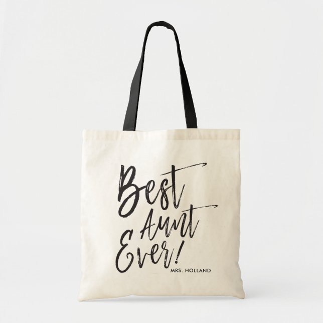 Tote Bag Best Aunt Ever | Script Style Custom Wedding (Devant)