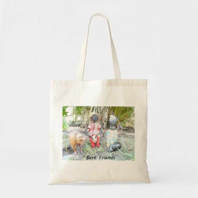 Tote Bag Best Friends African Dolls Jungle cadre (Devant)