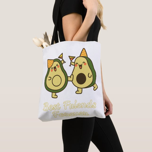 TOTE BAG BEST FRIENDS FOREVER, FUNNY AVOCADO, FRIENDS DAY (De près)