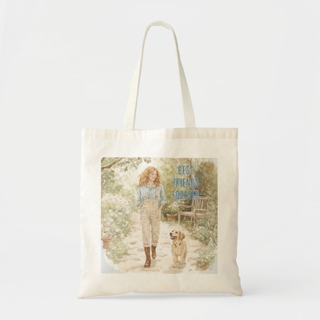 Tote Bag Best Friends Forever Red Hair Female Dog (Devant)