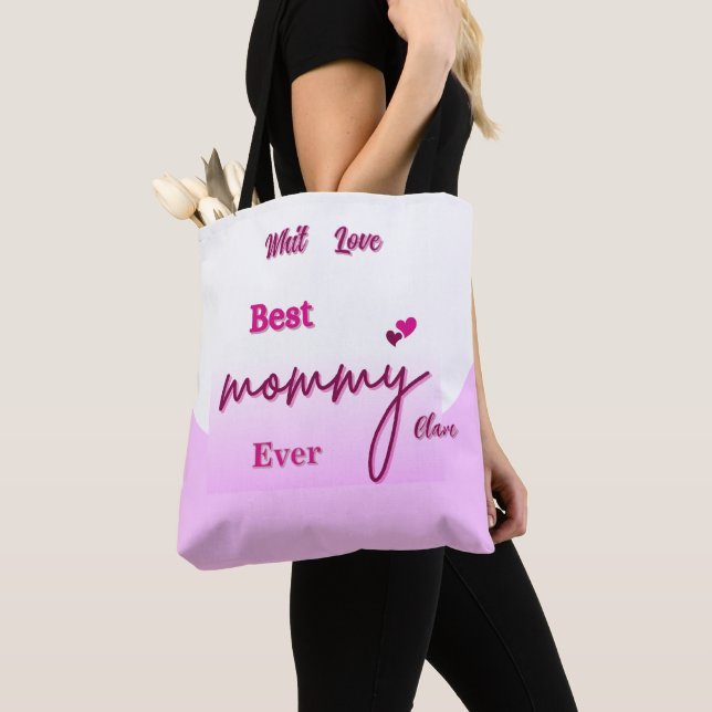 Tote Bag BEST MOM PERSONNALISÉ TOUJOURS rose et rose B (De près)