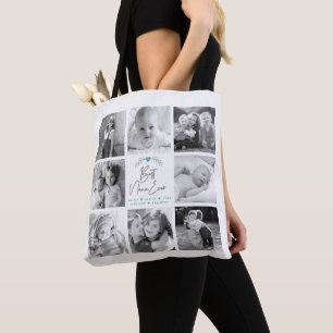 Tote Bag Best Nana Ever Script 8 Photo Collage Modern Chic