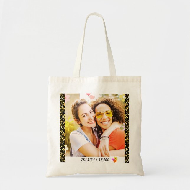 Tote Bag Besties Amis Photo Filles Filles Amis Enfance (Devant)