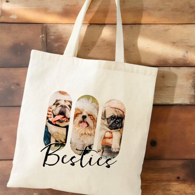 Tote Bag Besties Animal simple moderne Jouer Trois photos (Créateur téléchargé)