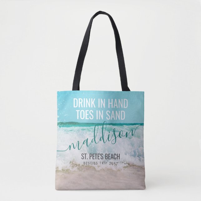 Tote Bag Besties Beach Trip Destination personnalisée (Devant)