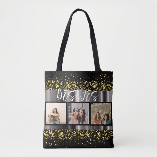 Tote Bag Besties Best Friends Photo Collage BFF Elegant (Devant)