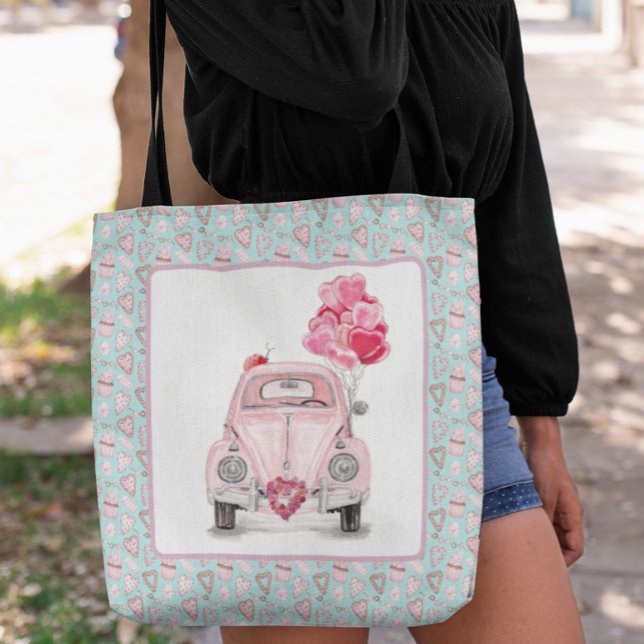 Tote Bag Bête de Bug de la Saint-Valentin Mignonne Voiture  (Créateur téléchargé)