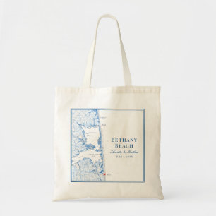 Tote Bag Bethany Beach Delaware Carte Marine Mariage bleu