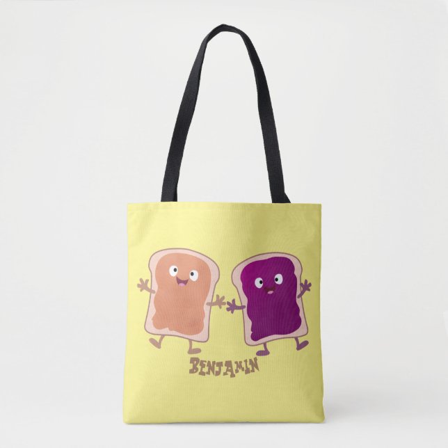 Tote Bag Beurre d'arachide mignonne et caricature sandwich  (Devant)