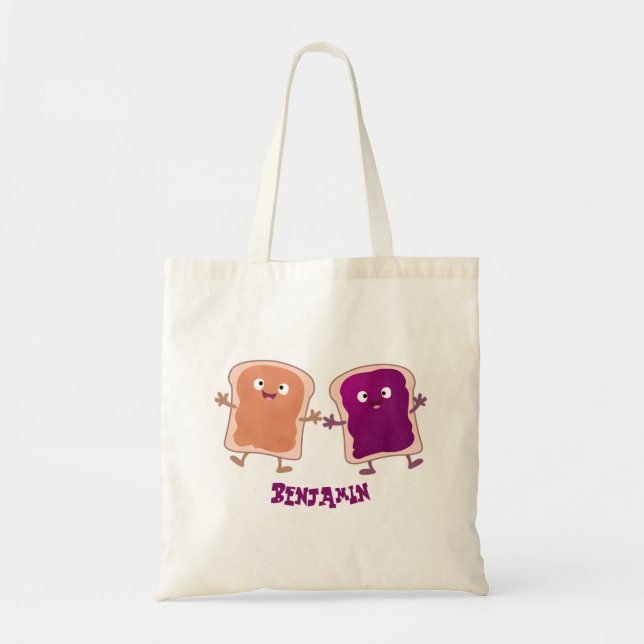 Tote Bag Beurre d'arachide mignonne et caricature sandwich  (Devant)