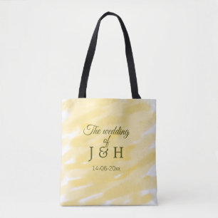 Tote Bag Beurre jaune pastel le mariage du nom de couple le
