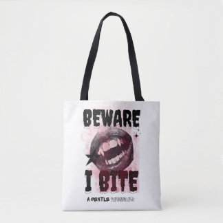 Tote Bag BEWARE I BITE - Grunge Vampire Aesthetic Y2K Goth 