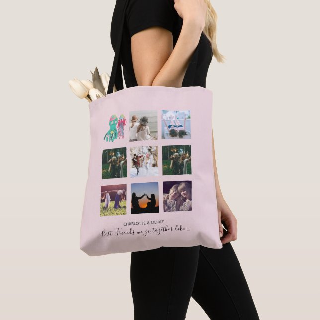 Tote Bag BFF Photo Collage Jellyfish Octopus Cadeau personn (De près)