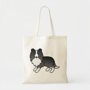 Tote Bag Bi-Black Shetland Sheepdog Sheltie Cartoon Chien