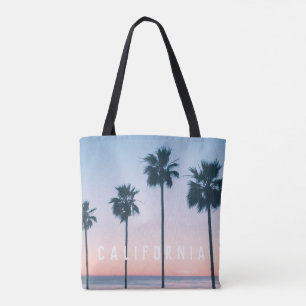 Tote Bag Bi-Coastal New York California Pink Blue Sunset