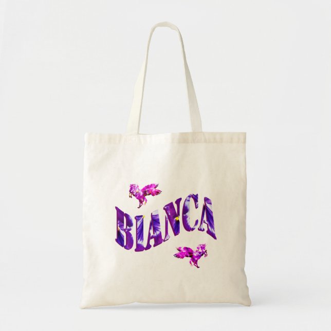 Tote Bag Bianca, Nom De Filles Fabriqué Avec Des Pansies, (Devant)