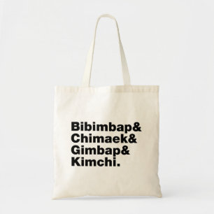 Tote Bag Bibimbap & Chimaek & Gimbap & Kimchi. Aliments cor