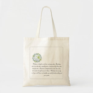Tote Bag Bible verset Wisodm Personnalisé Christian Green