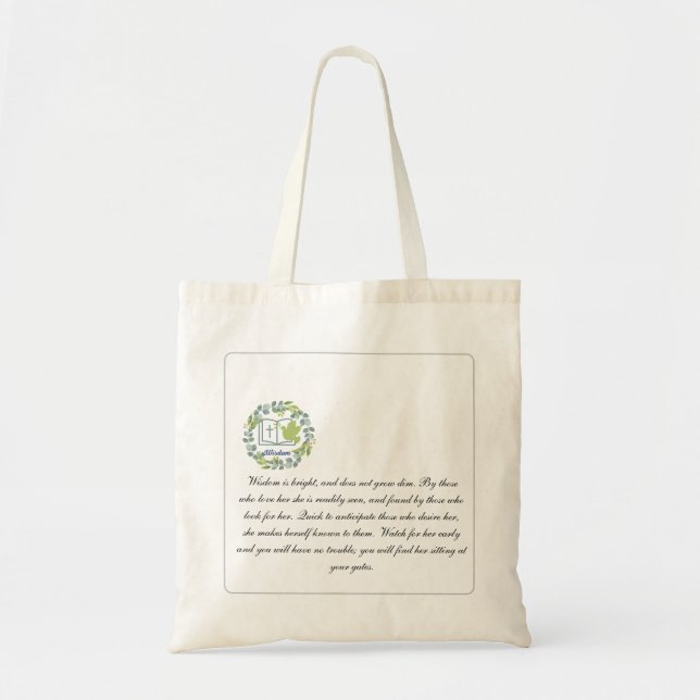 Tote Bag Bible verset Wisodm Personnalisé Christian Green (Devant)