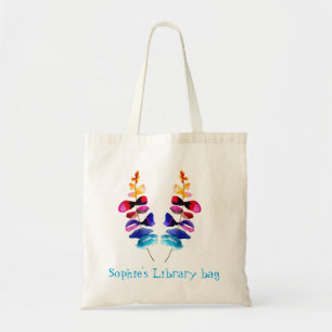 Tote Bag Bibliothèque arc-en-ciel mignonne aquarelle nom