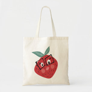 Tote Bag Bibliothèque de dessin à main mignonne fraise