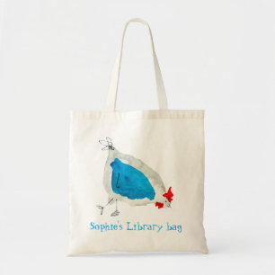 Tote Bag Bibliothèque de poulet mignon aquarelle nom