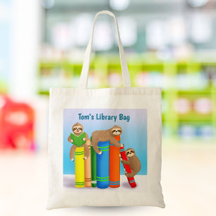 Tote Bag Bibliothèque personnalisée de lecture de paresseux