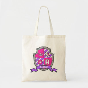 Tote Bag Bibliothèque pourpre rose nommée du bouclier A de