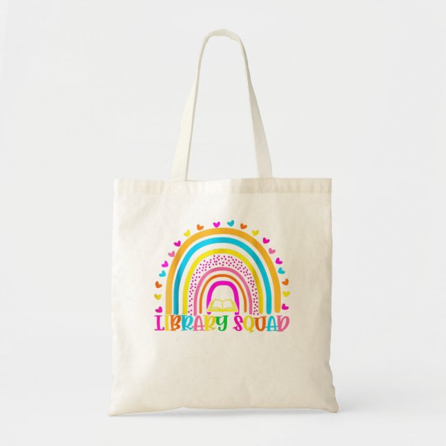 Tote Bag Bibliothèque Squad Rainbow enseignant Bibliothécai (Devant)