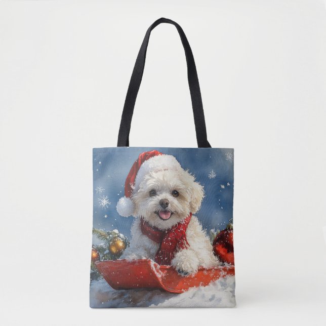 Tote Bag Bichon Frise Chien dans la boue Laisser passer la  (Devant)