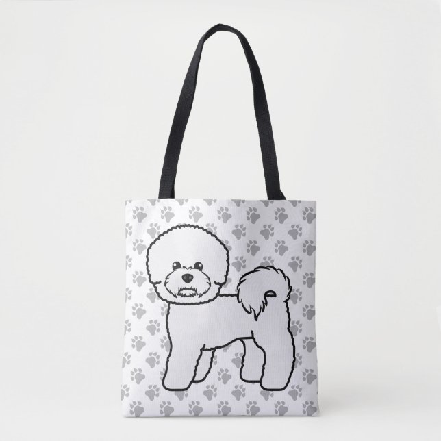 Tote Bag Bichon Frise Cute Cartoon Chien Dessin & Patrouill (Devant)