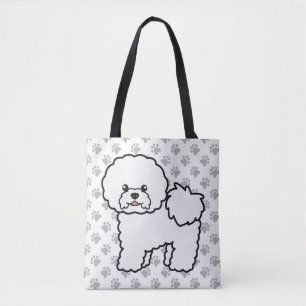 Tote Bag Bichon Frise Cute Cartoon Chien & Paws