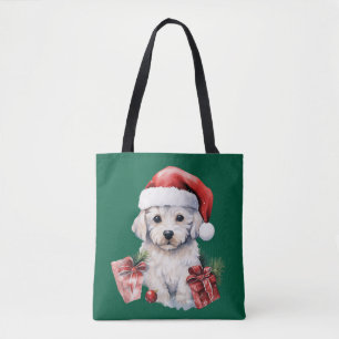 Tote Bag Bichon frisé mignon à Noël