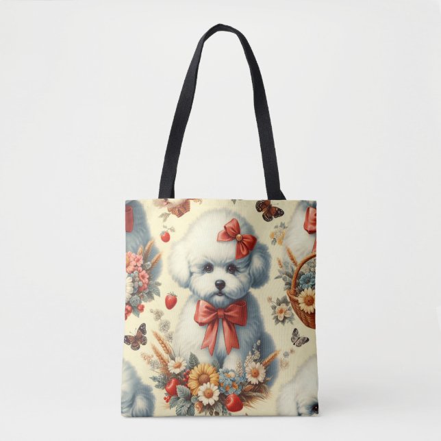 Tote Bag Bichon Frisé Vintage (Devant)