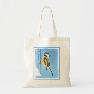 Tote Bag Bickadee sur la peinture d'alimentation - Oiseaux