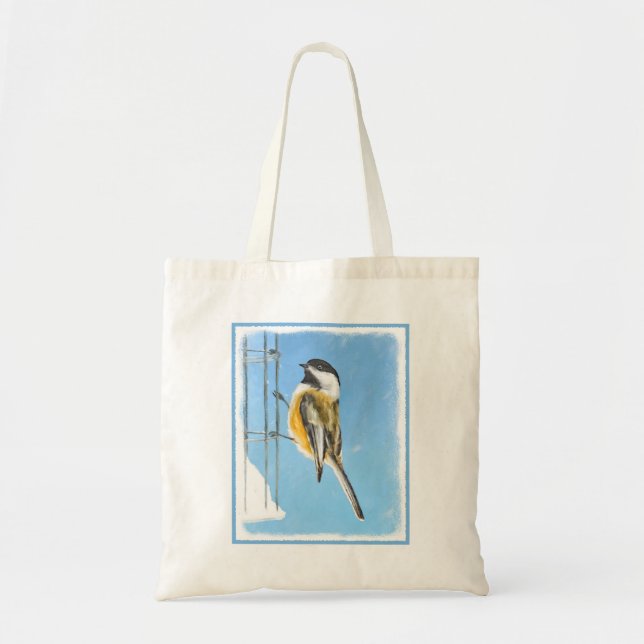 Tote Bag Bickadee sur la peinture d'alimentation - Oiseaux  (Devant)