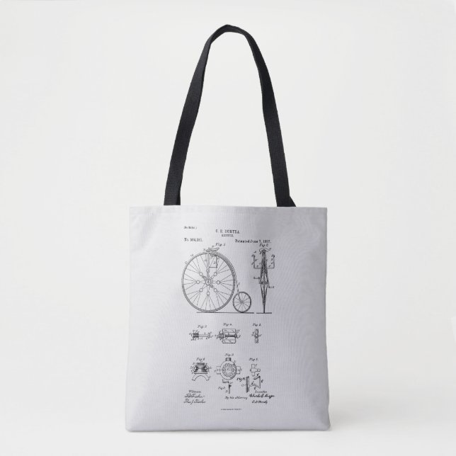 Tote Bag Bicyclette antique 1887 Penny Farthing Brevet (Devant)