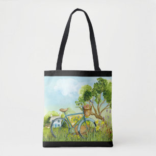 Tote Bag Bicyclette bleue Campagne