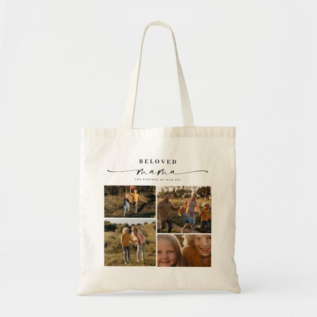 Tote Bag Bien-aimée Maman Joyeuse Fête des Mères Collage ph (Devant)