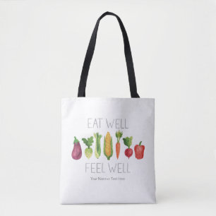 Tote Bag Bien Manger Sentez Bien Aquarelle Légumes bio