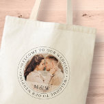 Tote Bag Bienvenue À Notre Photo Personnalisée Mariage Clas<br><div class="desc">Ce design simple et classique est composé de typographie serif et d'ajouter une photo personnalisée. "Bienvenue à notre Mariage" écrit en serif.</div>