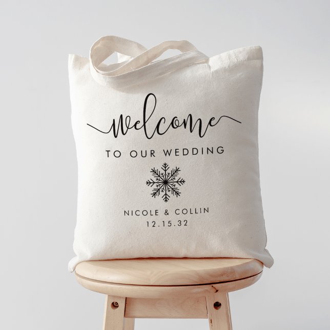 Tote Bag Bienvenue au Mariage de flocon de neige d'hiver (Créateur téléchargé)