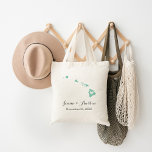 Tote Bag Bienvenue au Mariage Hawaii<br><div class="desc">Bienvenue à l'extérieur de la ville mariages invités avec un sac plein de collations et des gâteries personnalisées avec l'état où vous vous mariez et le nom de la mariée et du marié et la date du mariage. Cliquez sur Customiser pour déplacer le coeur pour afficher n'importe quelle ville ou...</div>