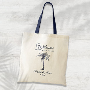 Tote Bag Bienvenue au mariage sur le thème du palmier tropi