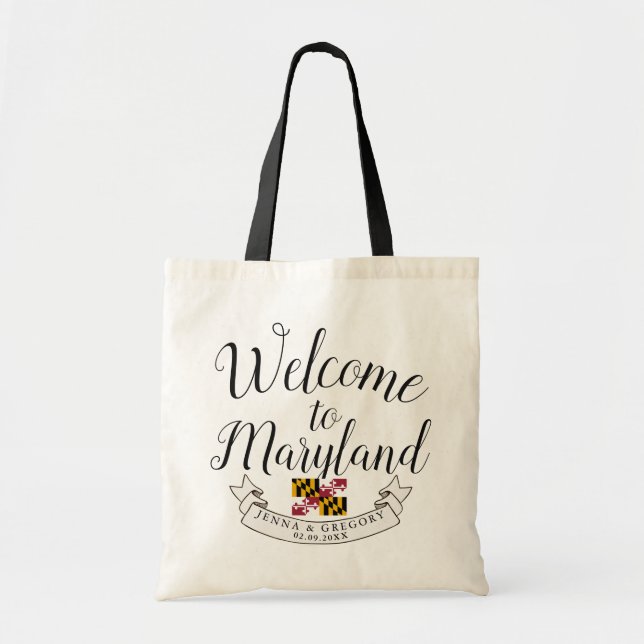 Tote Bag Bienvenue au Maryland| Mariage de destination (Devant)