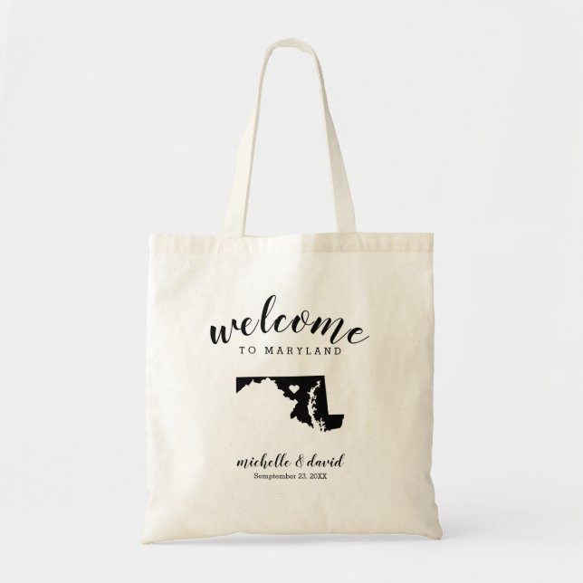 Tote Bag Bienvenue au Maryland | Mariage de silhouette d'ét (Devant)