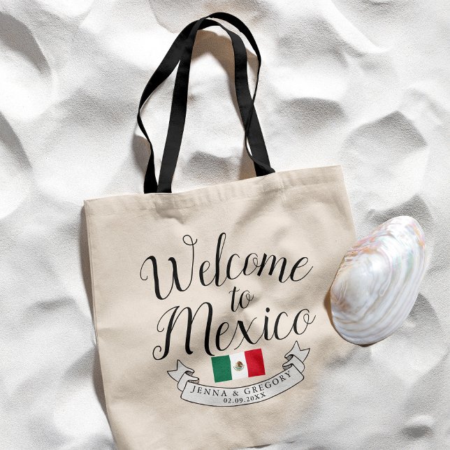 Tote Bag Bienvenue au Mexique | Personnalisation du mariage (Créateur téléchargé)
