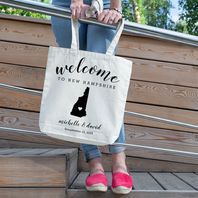 Tote Bag Bienvenue au New Hampshire State Silhouette Mariag (Créateur téléchargé)